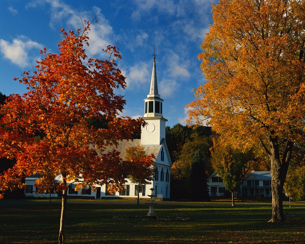 Vermont Church and Commons in Autumn