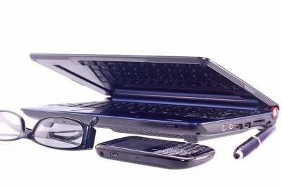 Laptop, Cell phone, Glasses