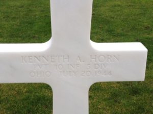 Ken Horn's cross at Normandy