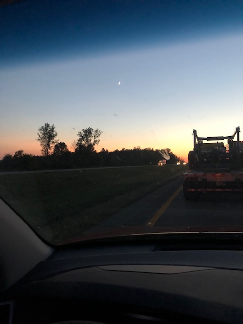 Moonrise over highway