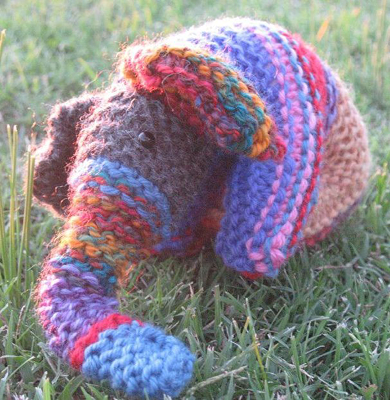 Little Elephants--Big Difference--multicolored knitted elephant